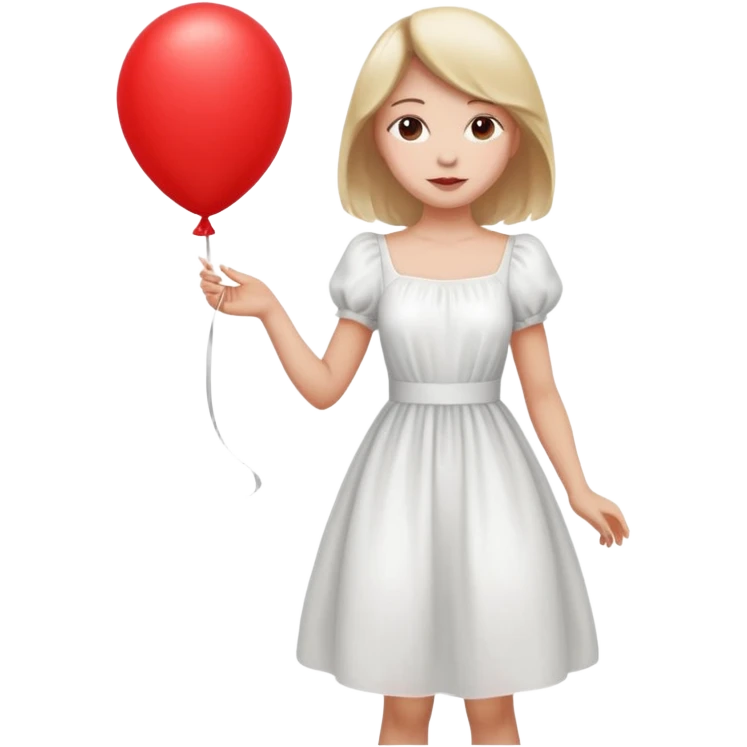 female wearing dress, holding balloon emoji