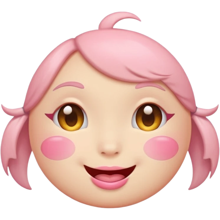 Cute circular emotional emoji with plump light pink lips emoji
