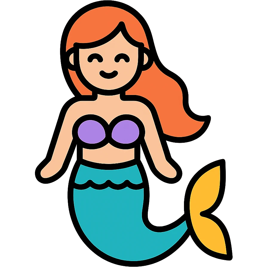 color outline icon of a mermaid emoji