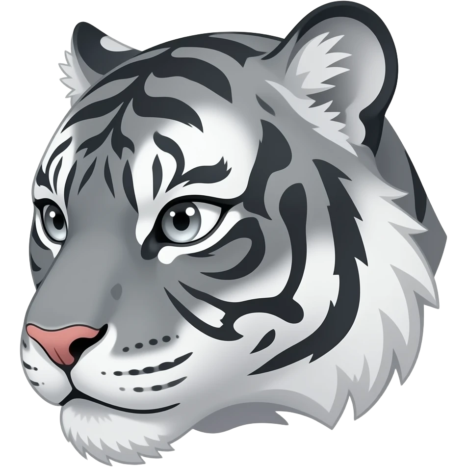 A little bit gorgeous gray tiger head anime eyes have a white eyes realistic Turn sideways gray eyes But see  like anime eyes emoji