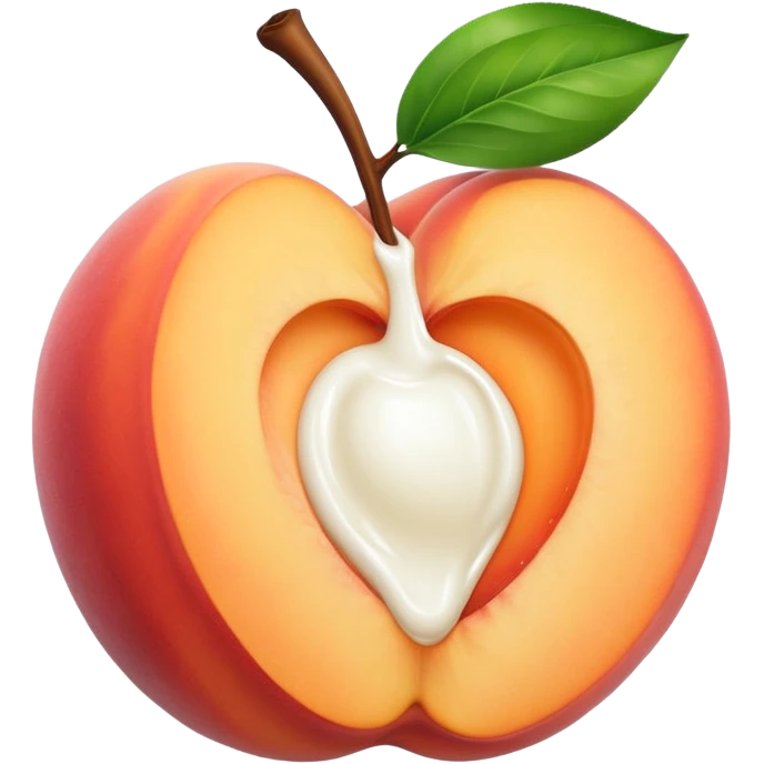 Peach with an opening with milk coming out of opening emoji