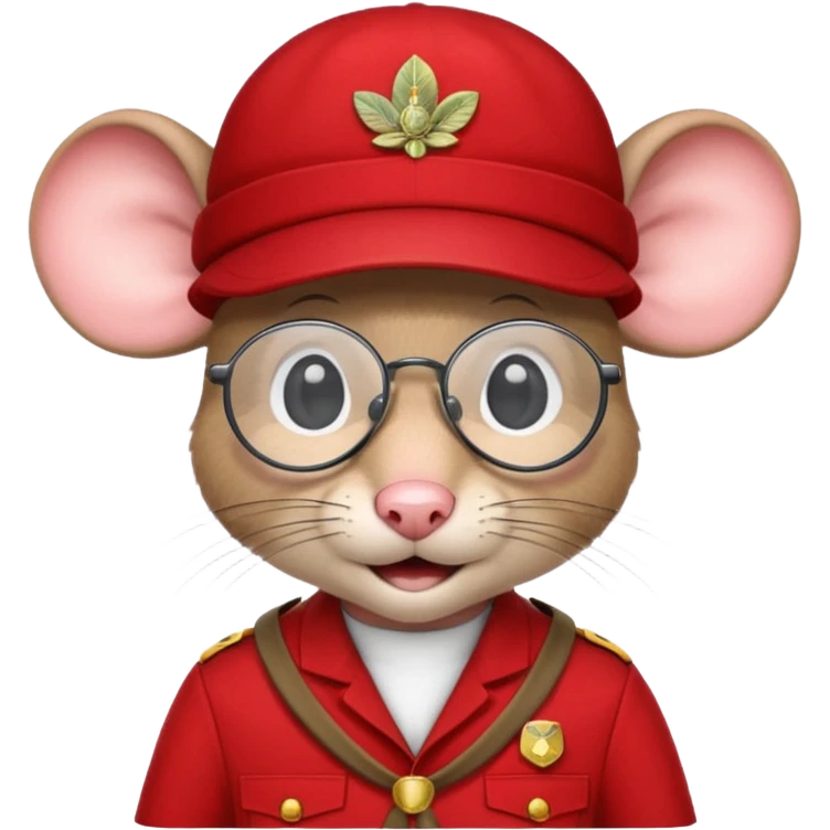 humaniod mice with a scout hat with glasses red uniform emoji