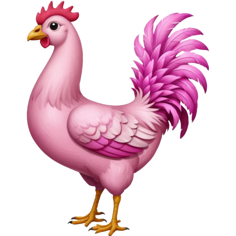 Gallina de pelaje rosa fuerte mezclada con una jirafa sin manchas emoji