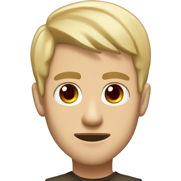 A man, with sharp dark red eyes and flowing blond short hair, eyes piercing straight ahead, mouth slightly turned up, have the spirit of overlord emoji