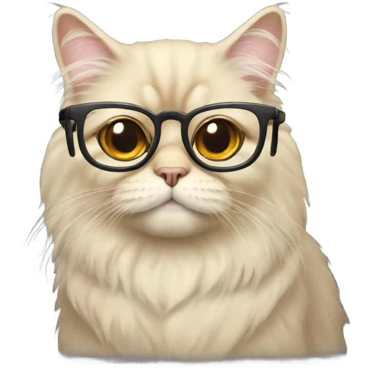 beige persian cat with reading glasses emoji