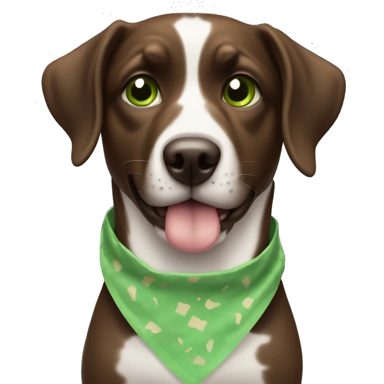 A black and brown winner dog with green eyes with ice cream  emoji