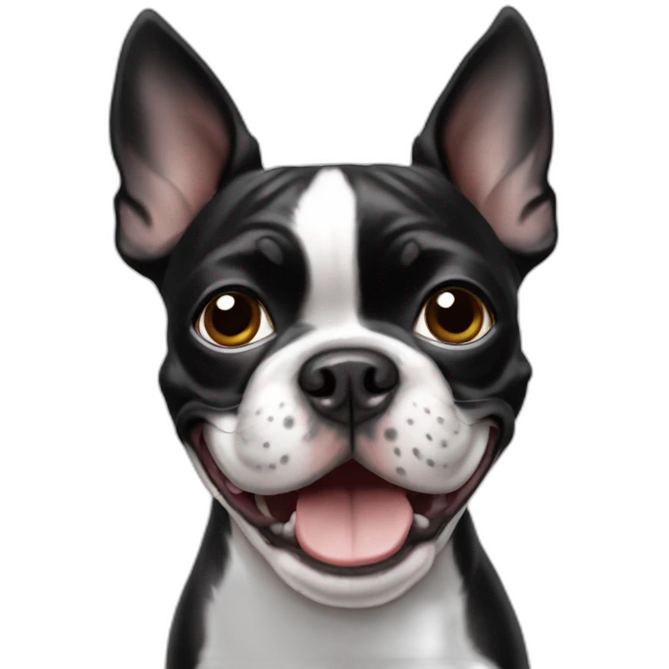 Boston terrier waving hello emoji