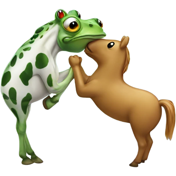 Frog kissing horse emoji