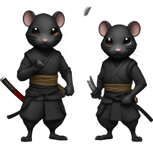 ninja black skin adult rat with katana emoji