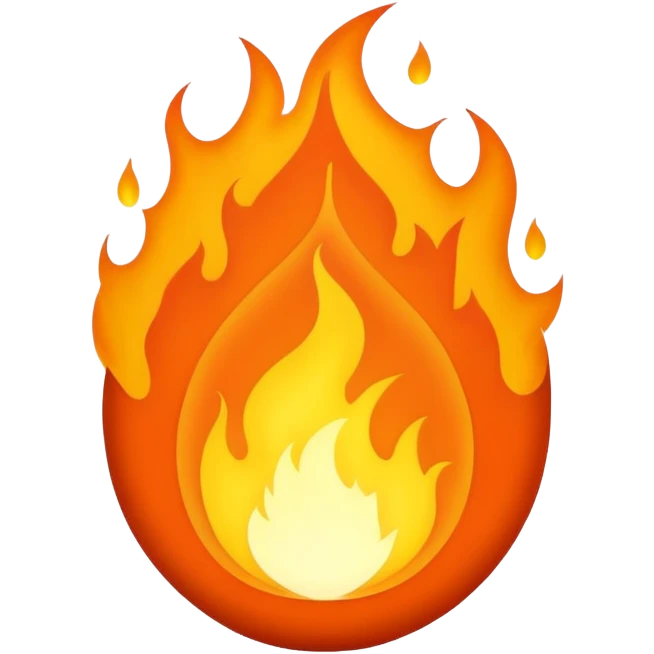 An oval ball of Flames with a long black vertical slit down the center emoji