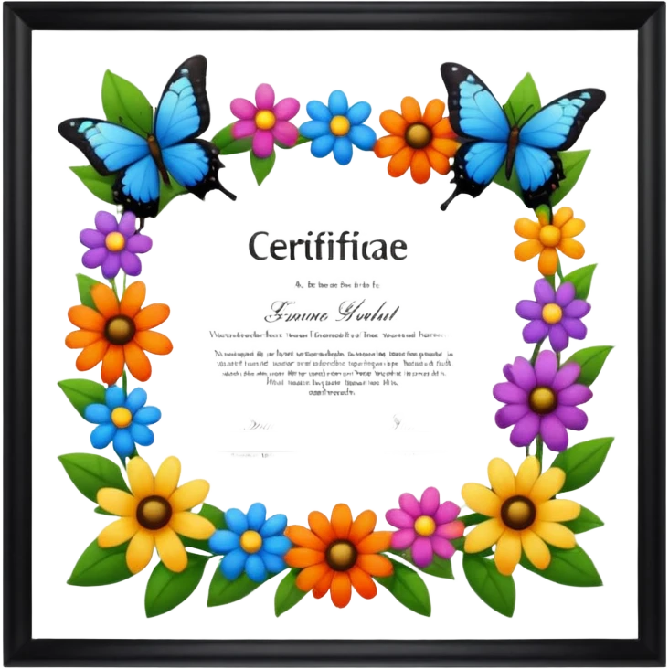 flowers butterflies frame certificates for kids emoji