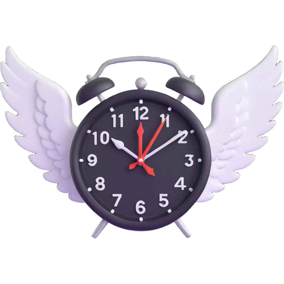 clock with angel wings emoji