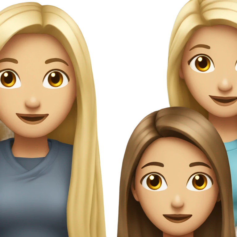 beautiful woman with long straight blonde hair hugging beautiful woman with long straight brown hair emoji