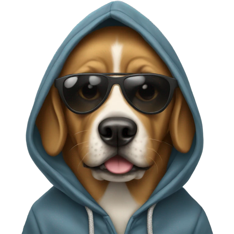 Dog with sunglasses and a hoodie o emoji