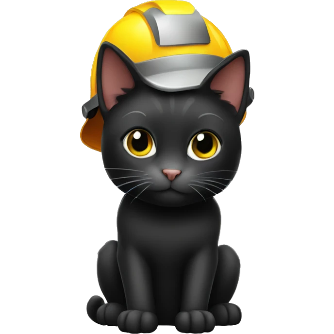 Black cat with a construction hat emoji
