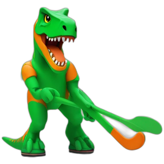 T-rex street hockey fun green orange LP emoji