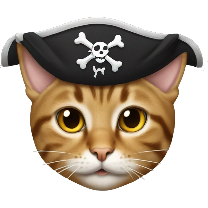 tabby cat wearing a pirate hat emoji