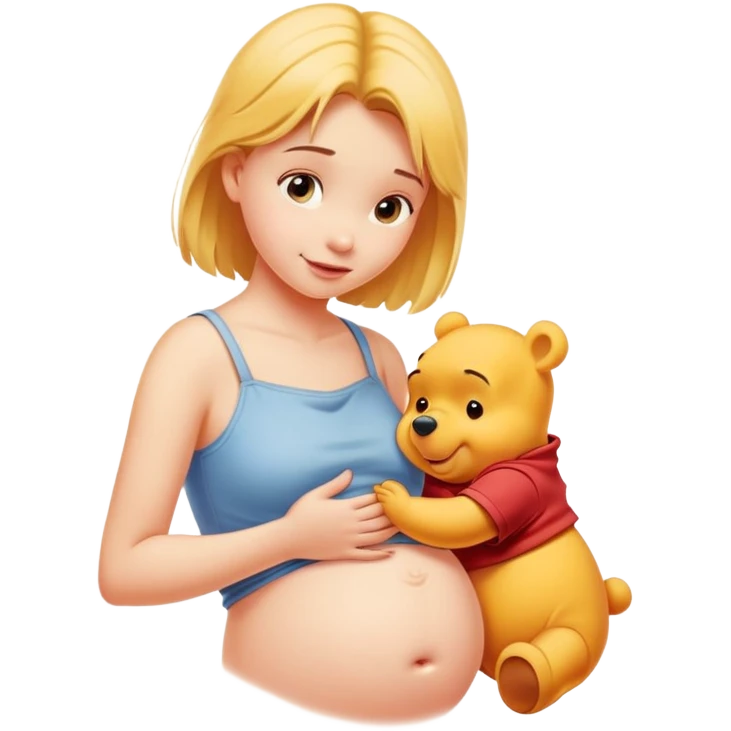 Pretty girl scratching Winnie the Pooh’s belly emoji