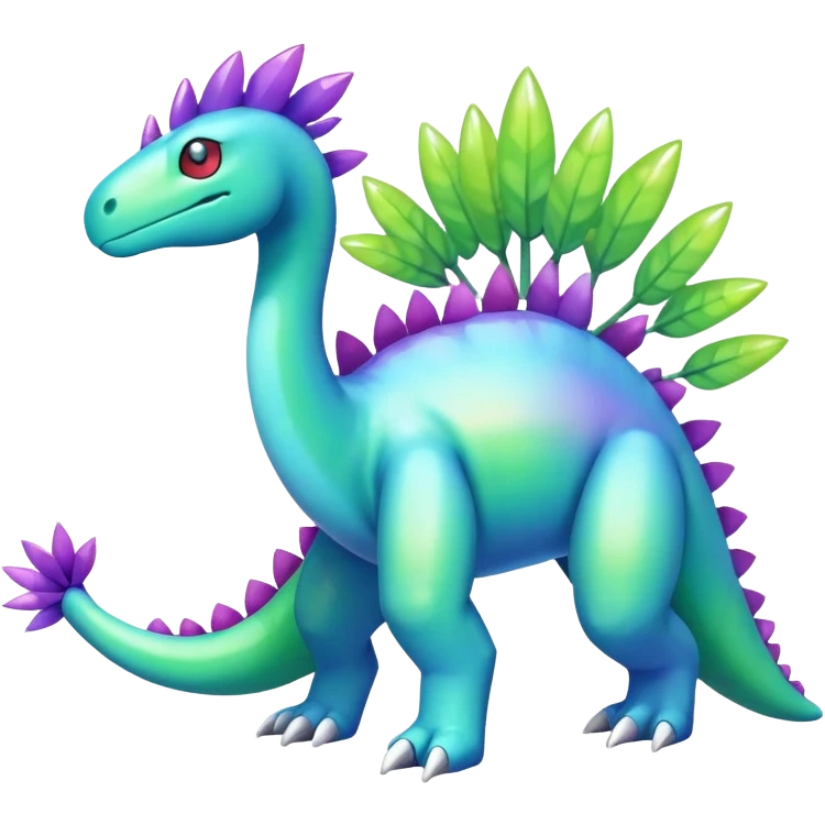 Shiny Colorful Iridescent Meganium-Amaura-fakemon (full body) emoji