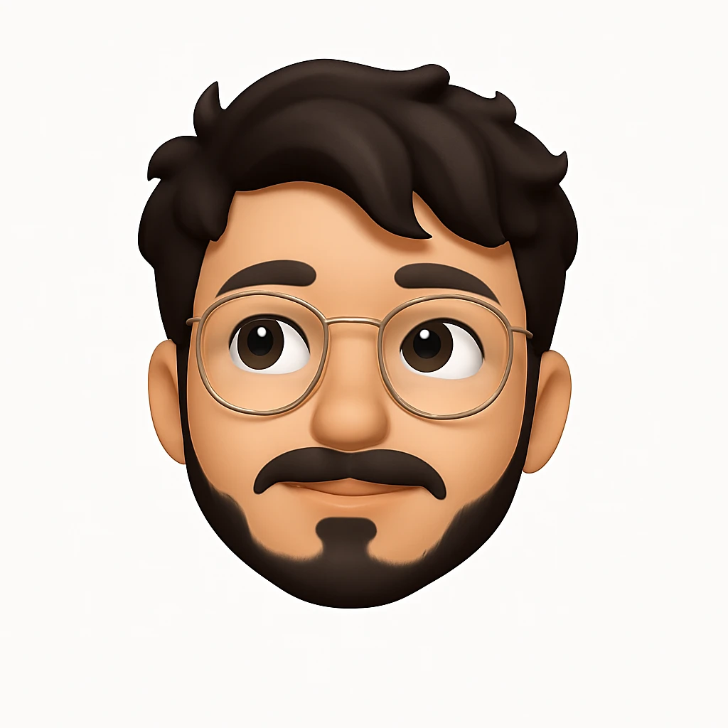 Create a front-facing 3D emoji-style head of a handsome man based on the reference photo. Keep facial features recognizable but stylized like a modern emoji: smooth, clean, expressive. Eyes looking slightly upward, as if thinking or imagining. Only the head, no body. Use soft 3D shading and a white background. No text. emoji