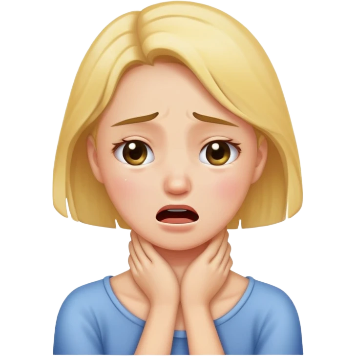 Girl holding her neck crying emoji