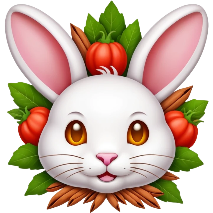 Sichuan Rabbit Head with spices specialty food, simplified emoji style with bold outlines and bright colors, cartoon style unique local delicacy emoji