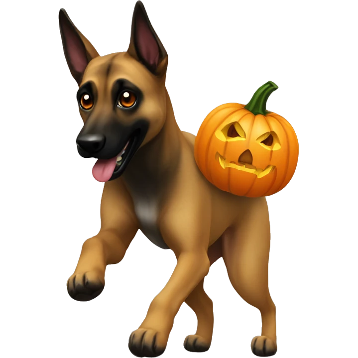 malinois run pumpkin scary spooky halloween emoji