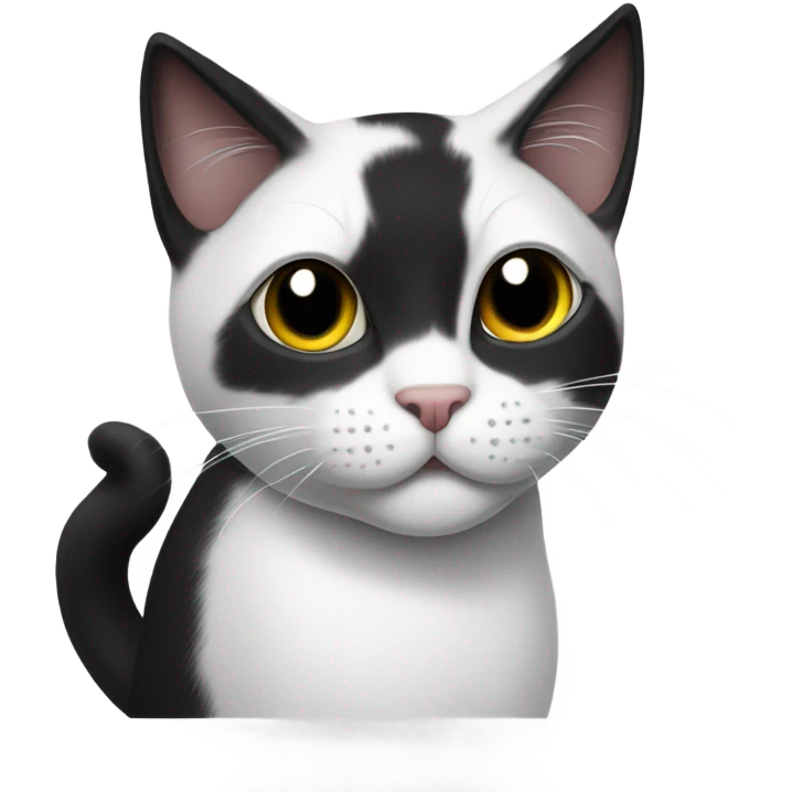 white black cat with white in the end of tail emoji