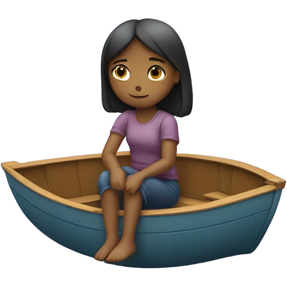 girl riding alone in a boat  emoji