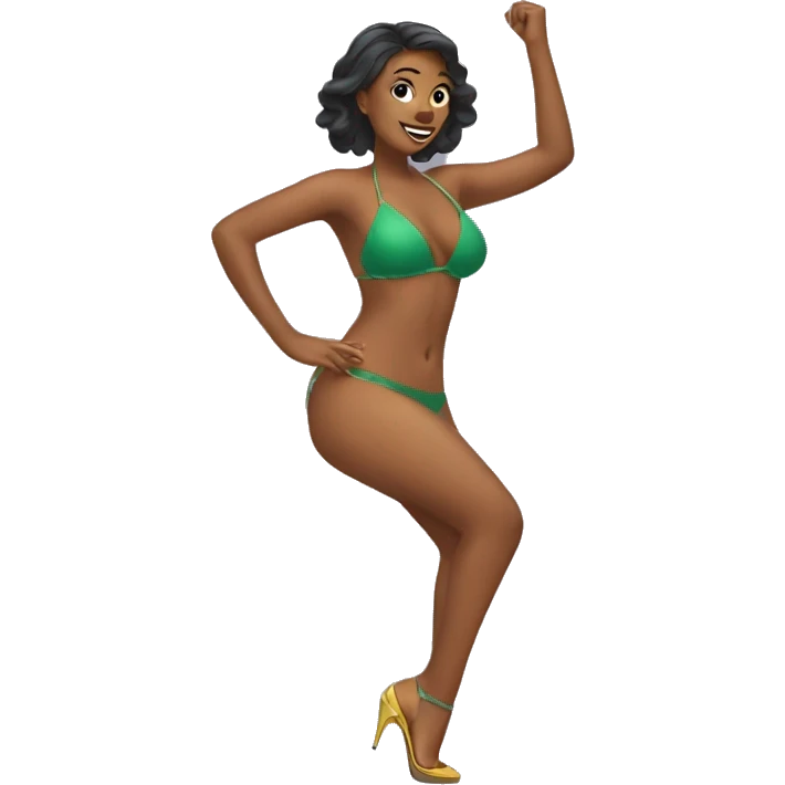 Women with pump heels and bikini dancing emoji