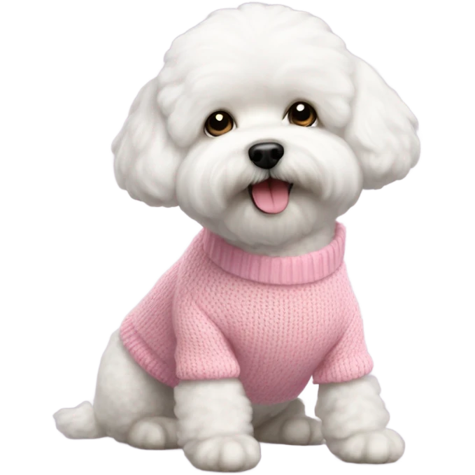 Bichon wearing pink sweater emoji