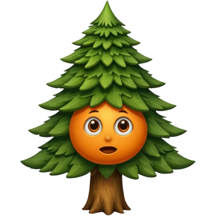 sapin avec deux gros yeux orange, pas de bouche emoji