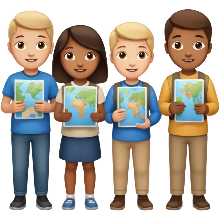 children Holding Maps emoji