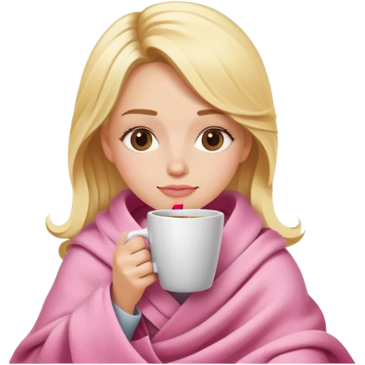 Blonde coffee wrapped in pink blanket emoji