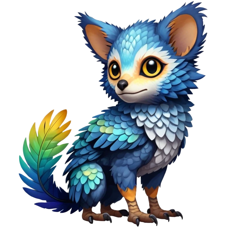 Exotic shiny rare epic cute Trico-creature, full body, with random markings emoji