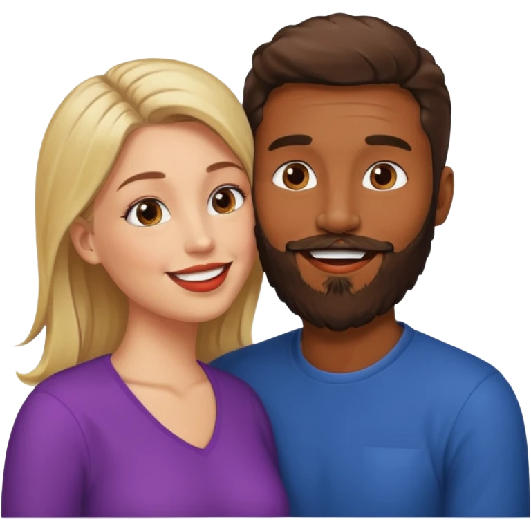 brown skin man with beard and white woman making out  emoji