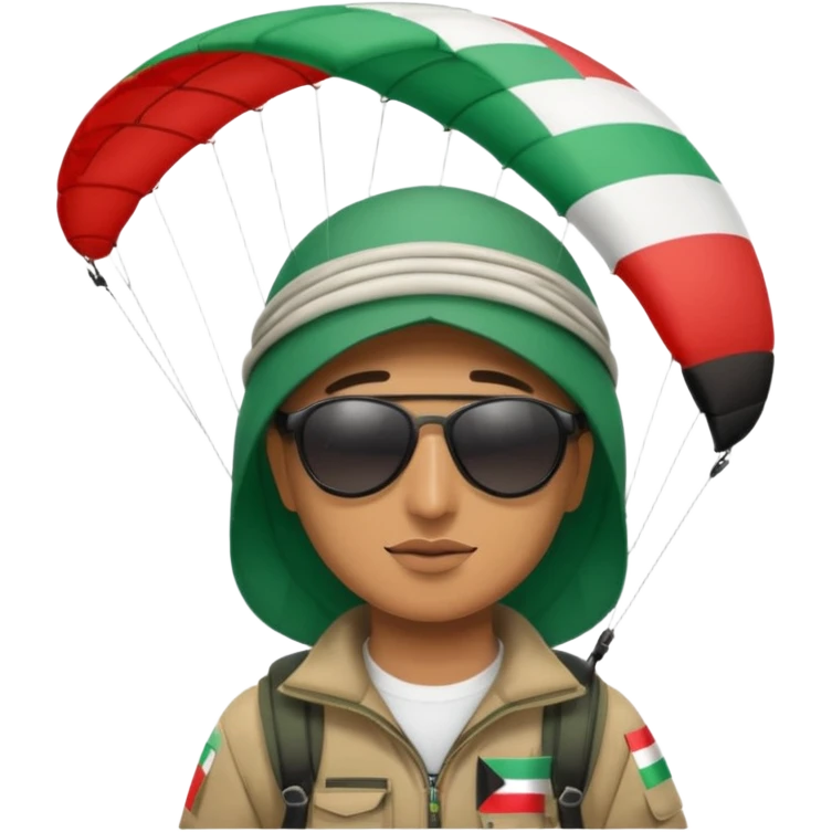a palestinian flag paraglider, respect scrupulously the correct shapes and colours of the palestinian flag, try again emoji
