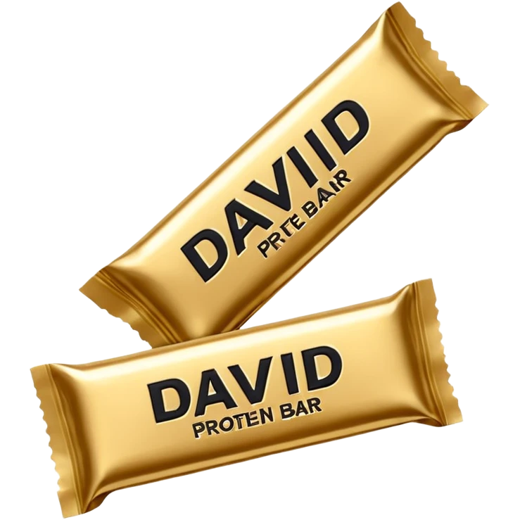 protein bar gold wrapper that says David on it in black font  emoji