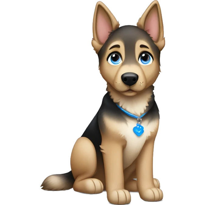 german shepherd with white brunette girl with blue eyes emoji