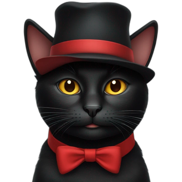 black cat with a red hat emoji