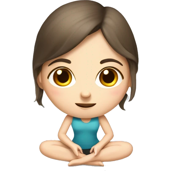 White girl brunette hair in Malasana yoga emoji