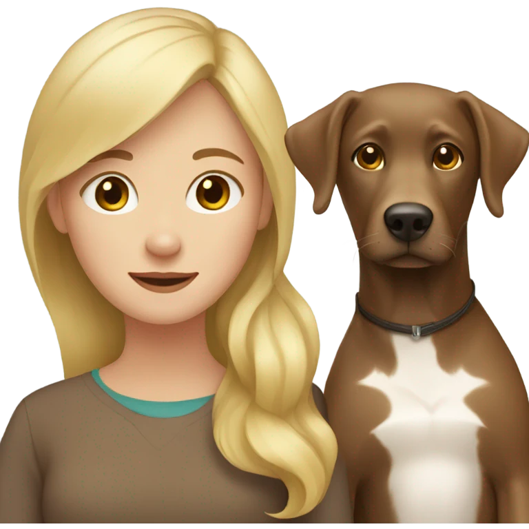 Blond girl and brown Labrador  emoji