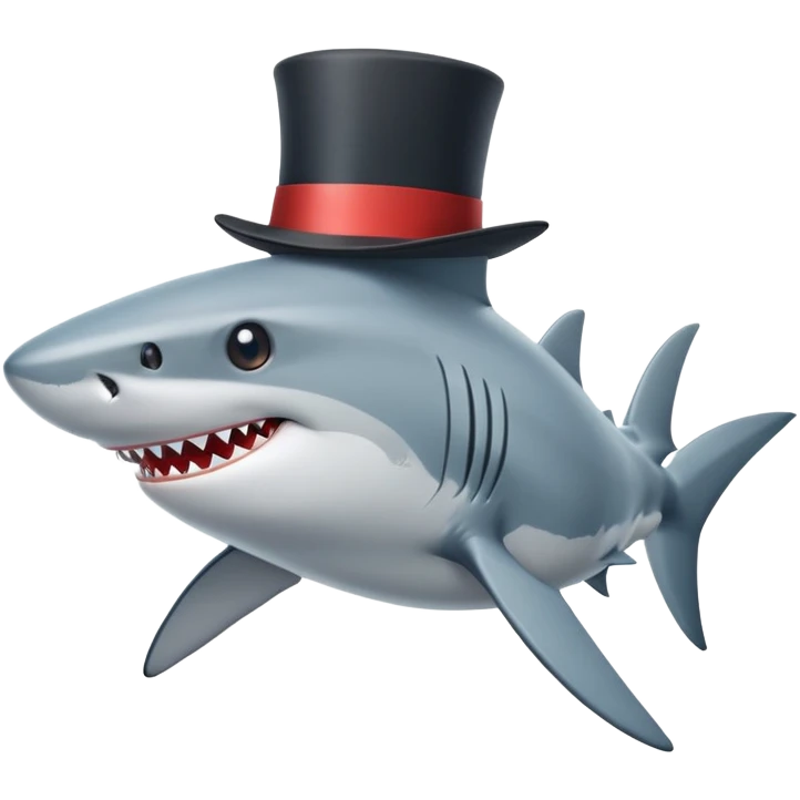 Shark with a top hat emoji
