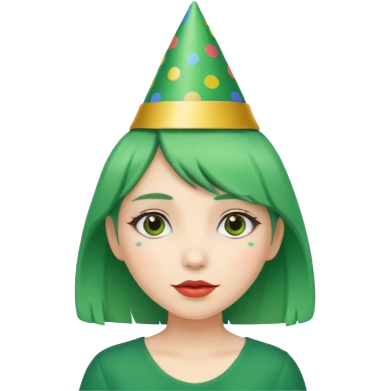 party hatted green haired girl emoji