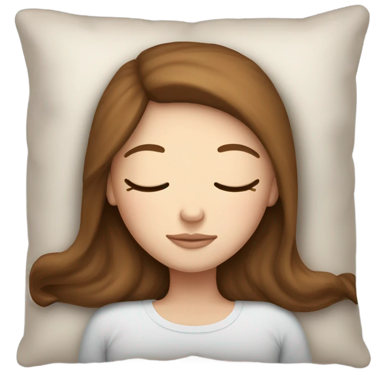 White girl with frekles Brown straight hair sleeping peacfully on a pillow  emoji