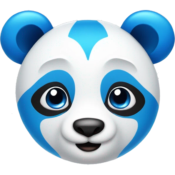 bright blue panda with hearts for eyes emoji