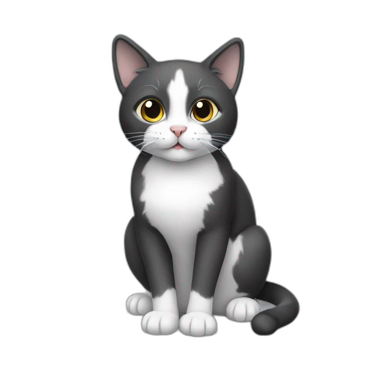 Black grey and white cat  emoji