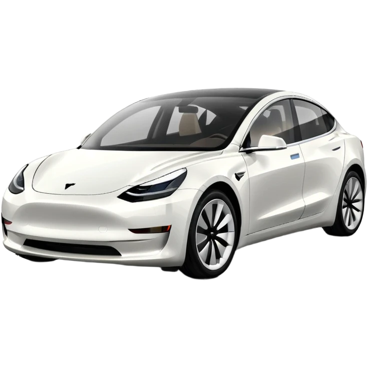 Tesla model 3 white. Icon. In a hurry. No wings  emoji