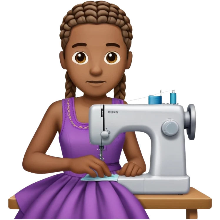 Black guy with cornrows sewing a dress emoji