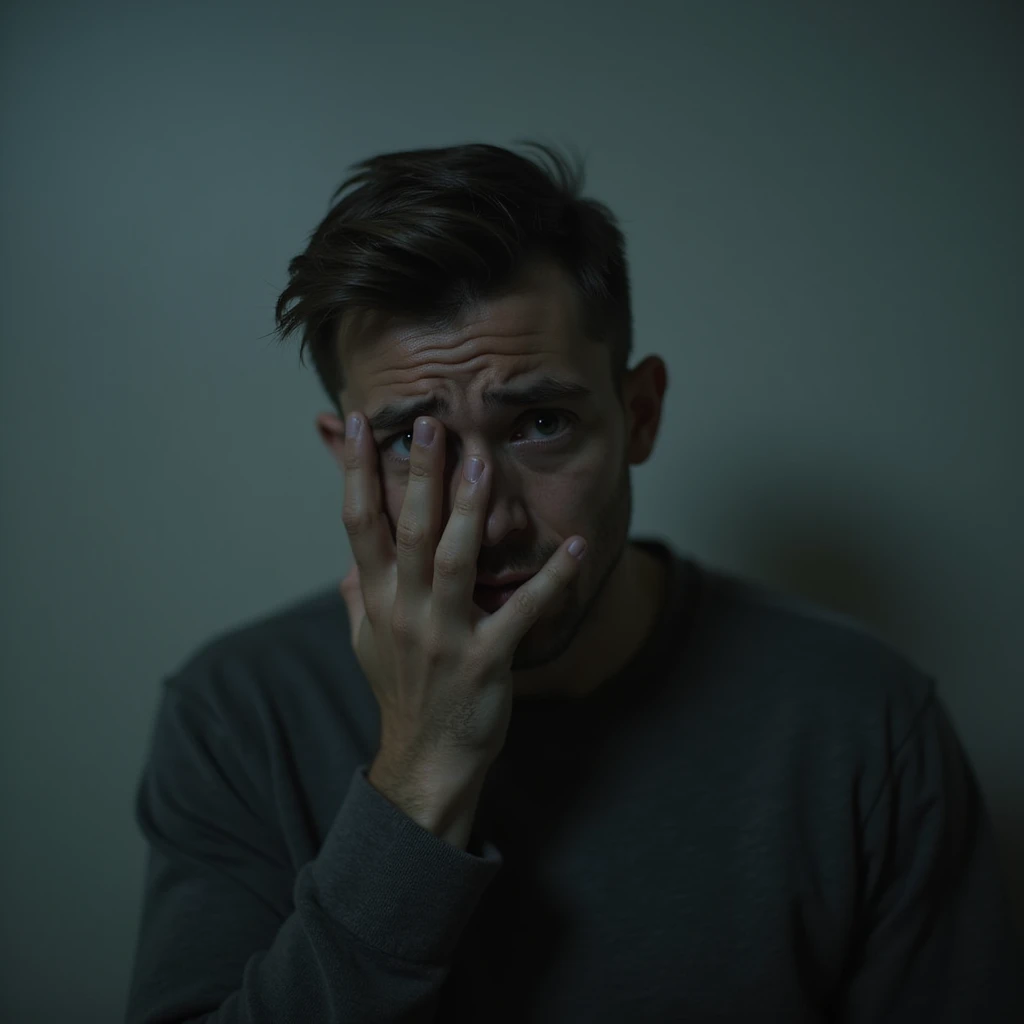 persona in a frustrating and uncomfortable situation, expression of discomfort and frustration, in a slightly embarrassing or uncomfortable environment, hyperrealistic details, 4K resolution, realistic atmosphere, cold lighting emoji